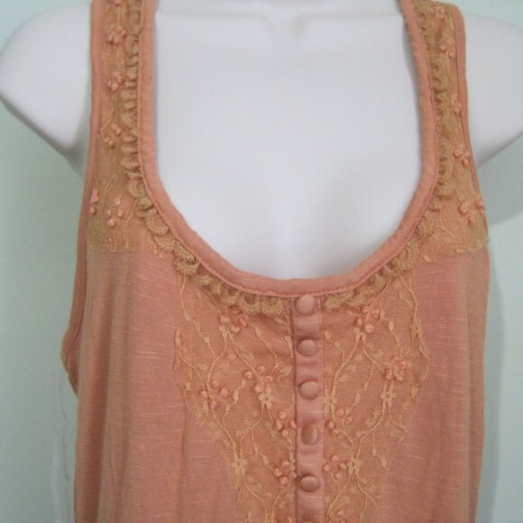 American Rag Rayon Floral Caramel Sleeveless Flowy Blouse Womens XLarge Tank Top - Picture 2 of 8